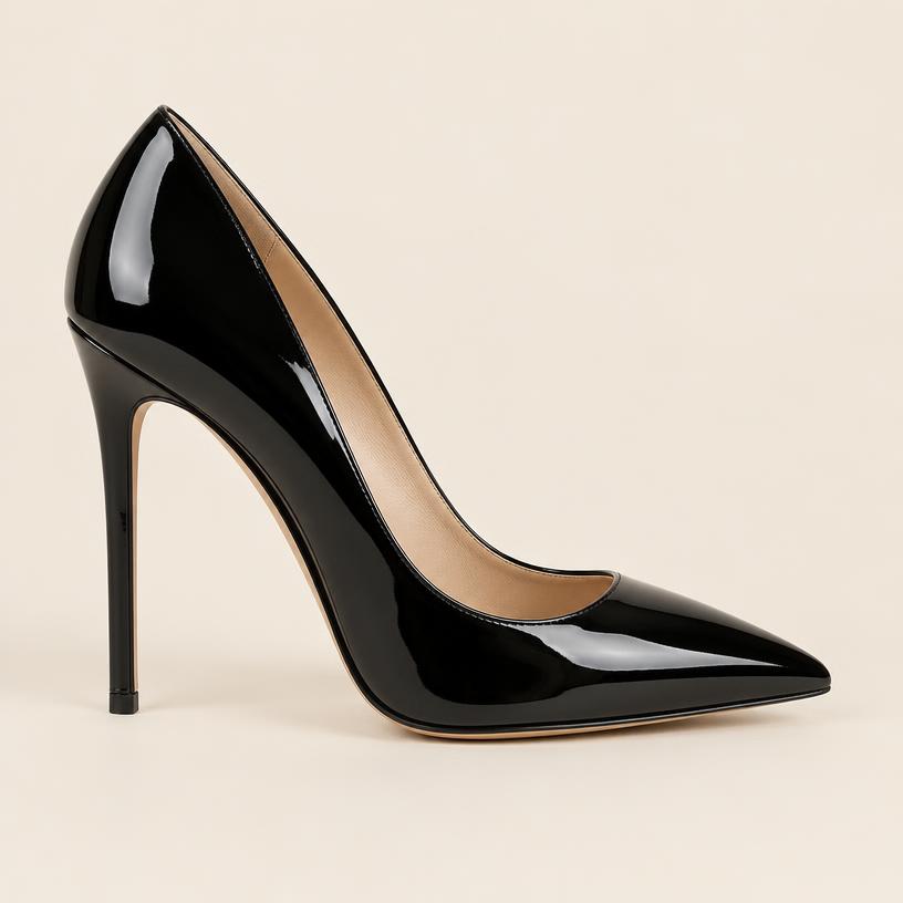 Scarpin Verniz Preto Salto Fino