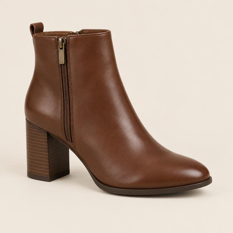 Bota Cano Curto Couro Marrom