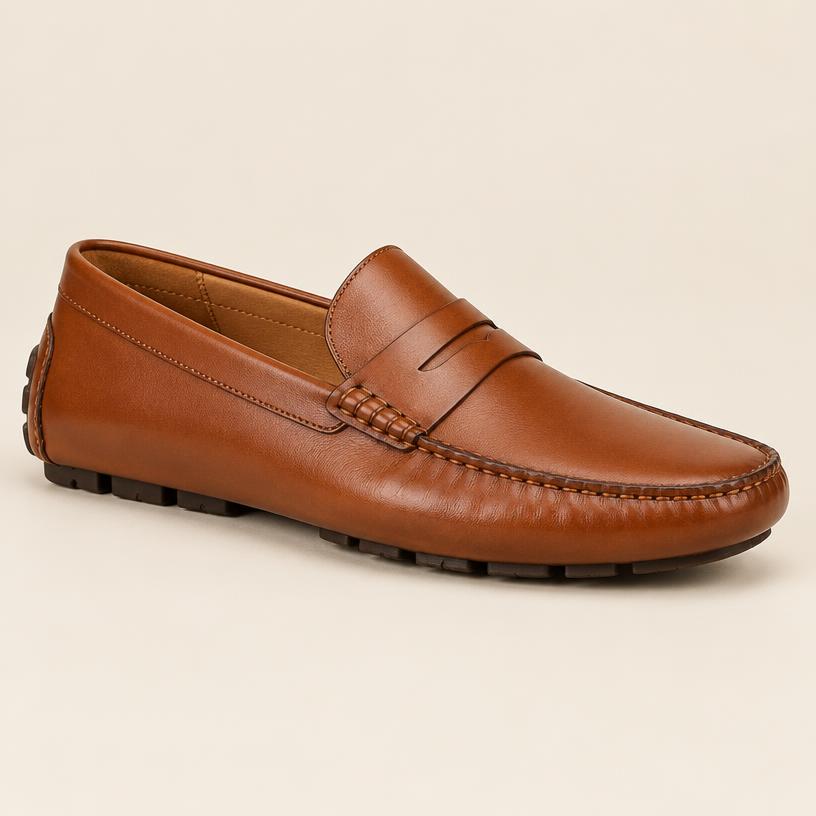 Mocassim Masculino Couro Caramelo